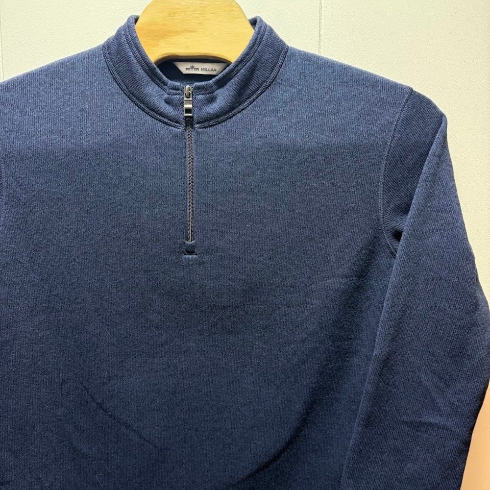 Peter Millar Mens Size XXL Navy Blue 1/4 Zip Polyester Fleece Pullover Sweater - Picture 2 of 7